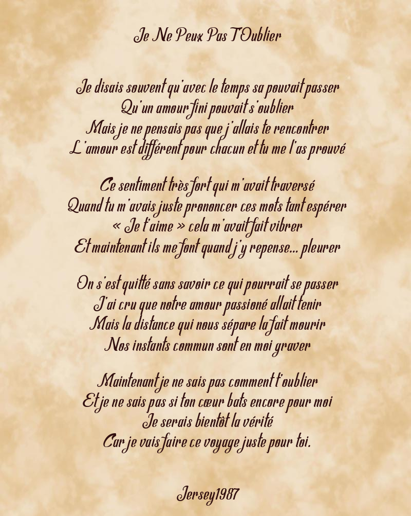 Poème Amour: Je Ne Peux Pas T'oublier (17407)