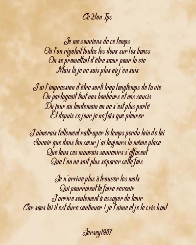 Le poème en image: Ce Bon Tps