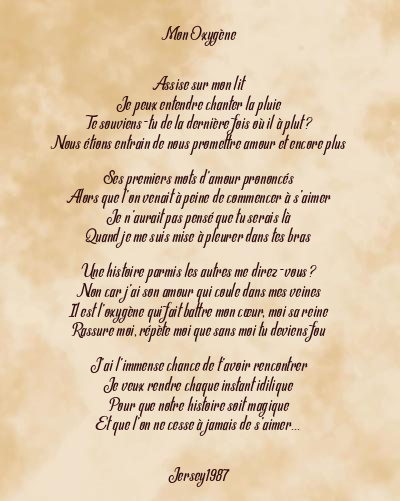 Le poème en image: Mon Oxygène