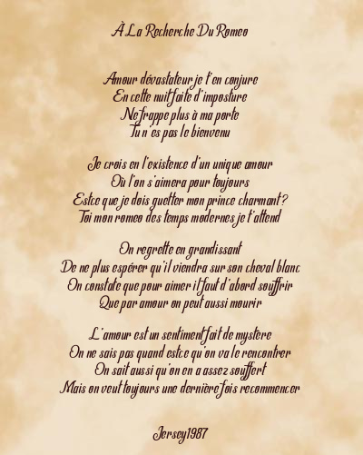 Le poème en image: À La Recherche Du Romeo