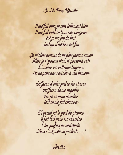 Le poème en image: Je Ne Peux Résister