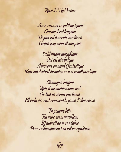Le poème en image: Rêve D’un Oiseau
