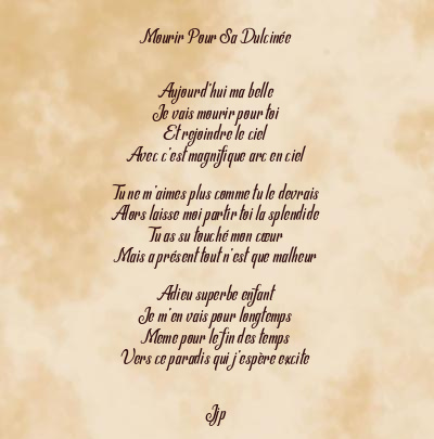 Le poème en image: Mourir Pour Sa Dulcinée