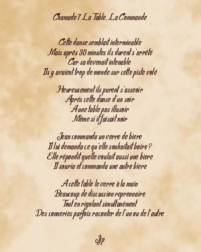Le poème en image: Chamade 7 La Table, La Commande
