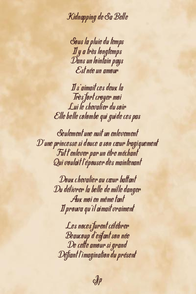 Le poème en image: Kidnapping De Sa Belle