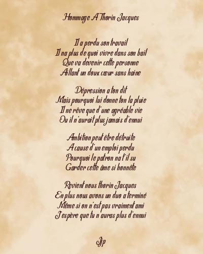 Le poème en image: Hommage A Thorin Jacques