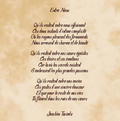 Le poème en image: Entre Nous