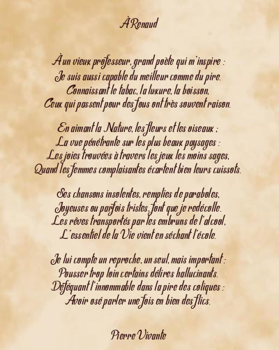 Le poème en image: À Renaud