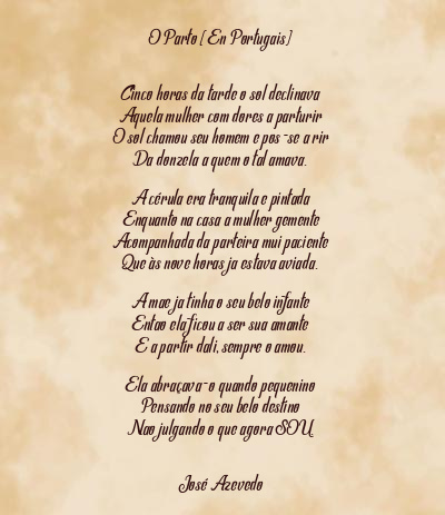 Le poème en image: O Parto (En Portugais)