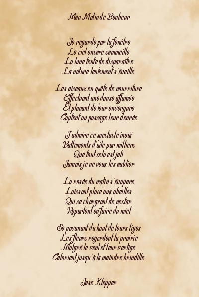 Le poème en image: Mon Matin De Bonheur