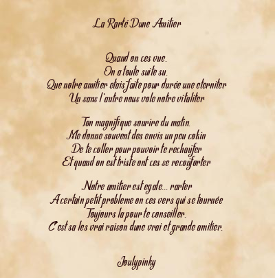 Le poème en image: La Rarté Dune Amitier