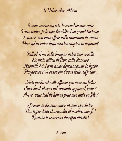 Le poème en image: La Valse Aux Adieux