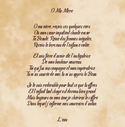 Le poème en image: O Ma Mère