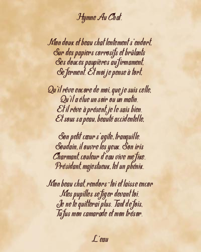 Le poème en image: Hymne Au Chat.