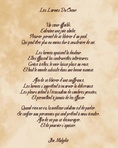 Le poème en image: Les Larmes Du Coeur.