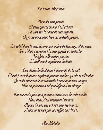 Le poème en image: La Peine Maximale.
