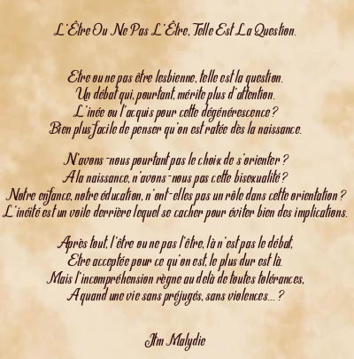 Le poème en image: L’être Ou Ne Pas L’être, Telle Est La Question.