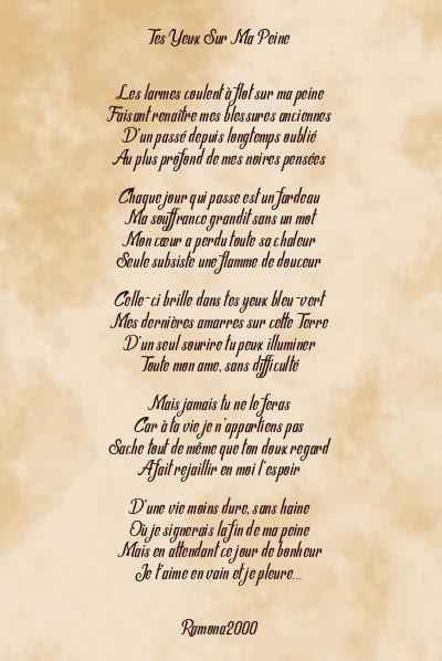Le poème en image: Tes Yeux Sur Ma Peine