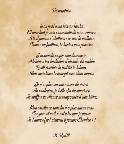Le poème en image: Désespérée