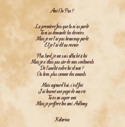 Le poème en image: Ami Ou Pas ?