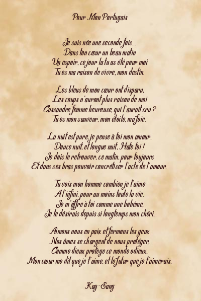 Le poème en image: Pour Mon Portugais