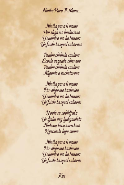Le poème en image: Niniha Para Ti Mama…