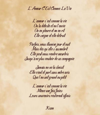 Le poème en image: L’amour C’est Comme La Vie