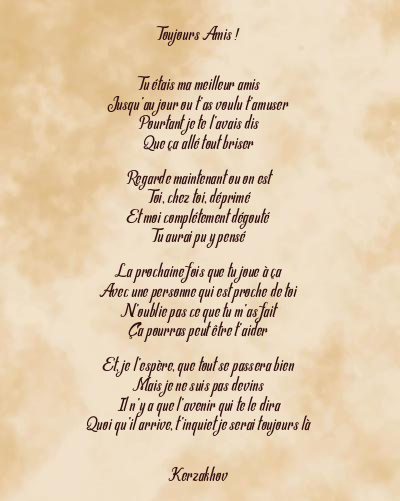 Le poème en image: Toujours Amis !