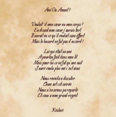Le poème en image: Ami Ou Amant ?