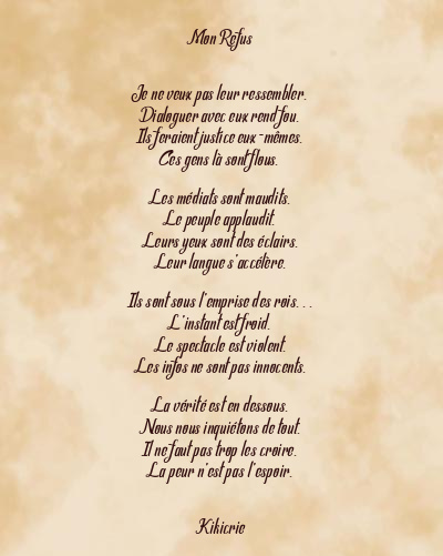 Le poème en image: Mon Refus