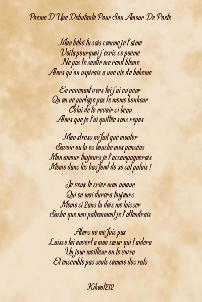 Le poème en image: Poeme D’une Debutante Pour Son Amour De Poete