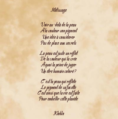 Le poème en image: Métissage