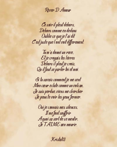 Le poème en image: Rever D Amour