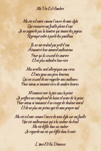 Le poème en image: Ma Vie Est Sombre