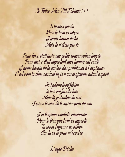 Le poème en image: Je Tador Mon Ptit Fabinou ! ! !