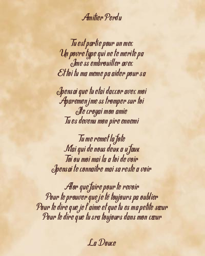 Le poème en image: Amitier Perdu