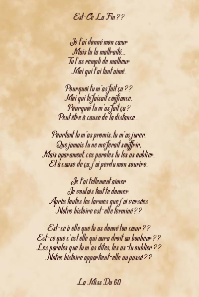 Le poème en image: Est-Ce La Fin ? ?