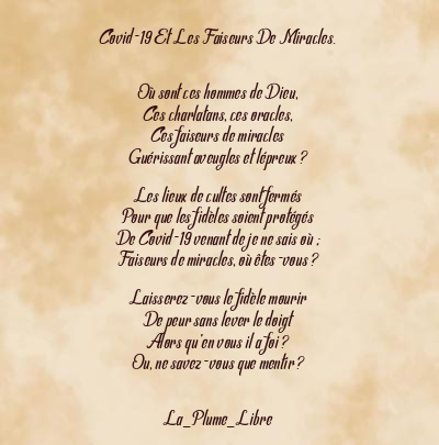 Le poème en image: Covid-19 Et Les Faiseurs De Miracles.