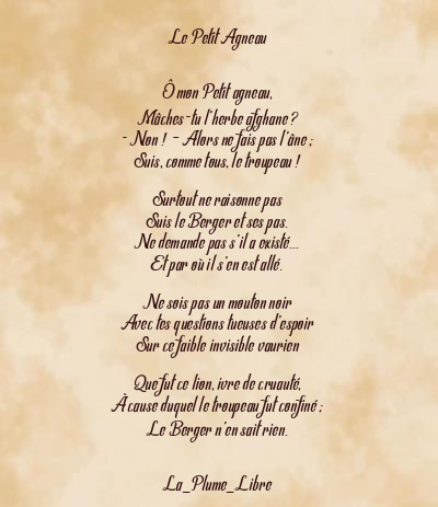 Le poème en image: Le Petit Agneau