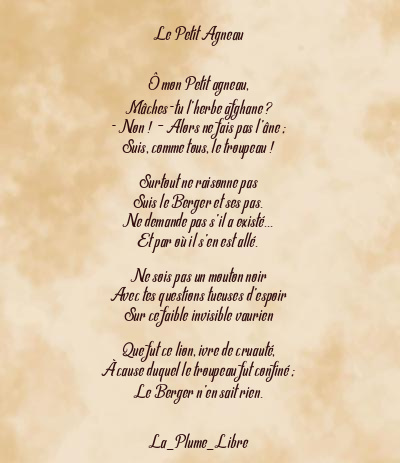 Le poème en image: Le Petit Agneau