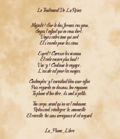 Le poème en image: Le Traitement De La Reine.