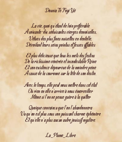 Le poème en image: Dounia Tè Foyi Yé