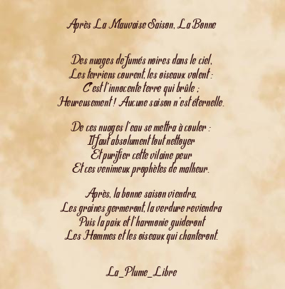 Le poème en image: Après La Mauvaise Saison, La Bonne
