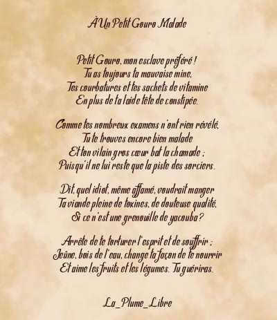 Le poème en image: À Un Petit Gouro Malade