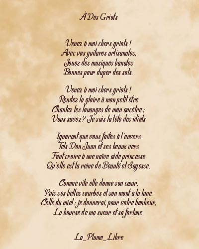 Le poème en image: À Des Griots