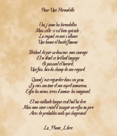 Le poème en image: Pour Une Hirondelle