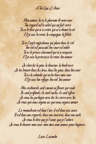 Le poème en image: A Toi Que J’aime