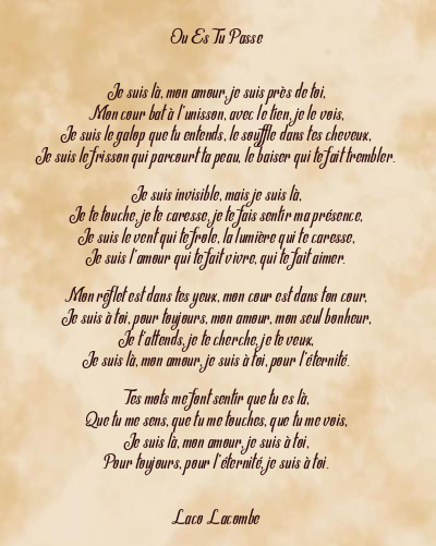 Le poème en image: Ou Es Tu Passe