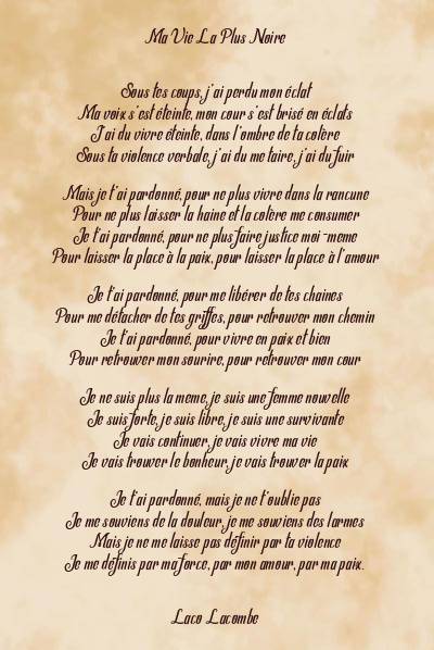 Le poème en image: Ma Vie La Plus Noire