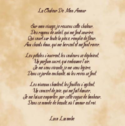 Le poème en image: La Chaleur De Mon Amour